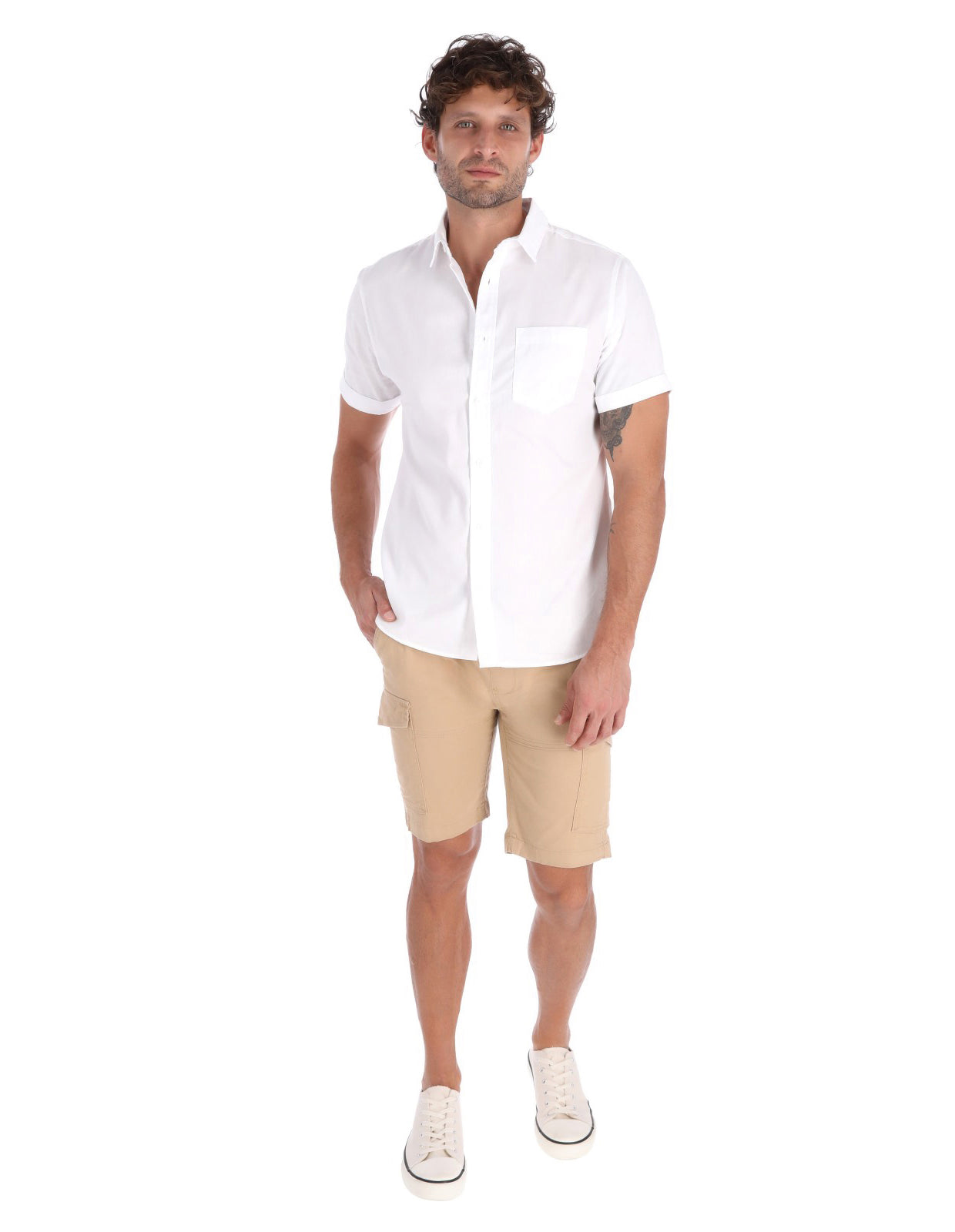 Bermuda Cargo de Gabardina Premium - Caqui