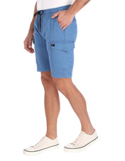 Bermuda Cargo de Gabardina - Azul Petróleo