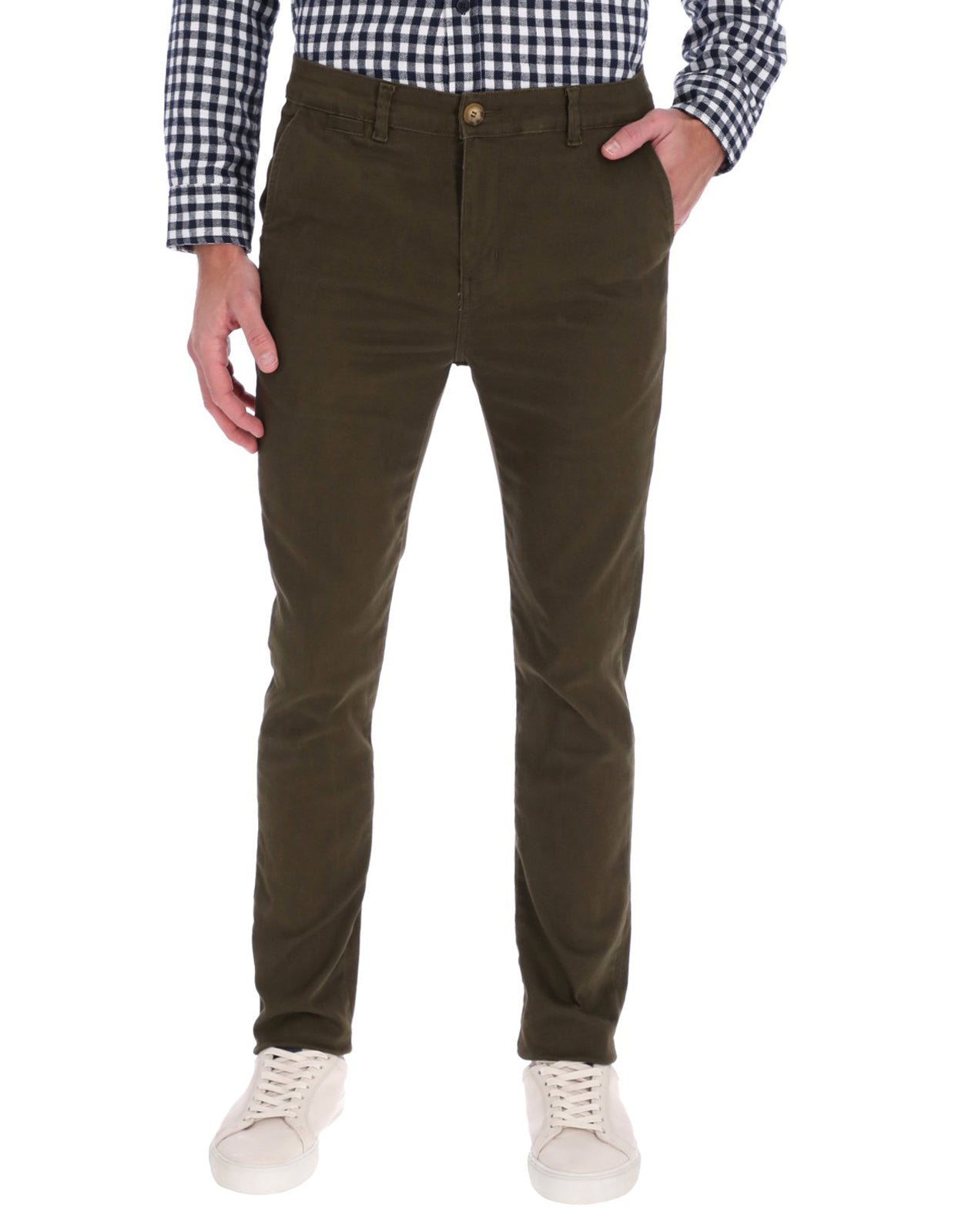 Chino Pantalon De Mezclilla Verde Hombre Pantalón Chino De