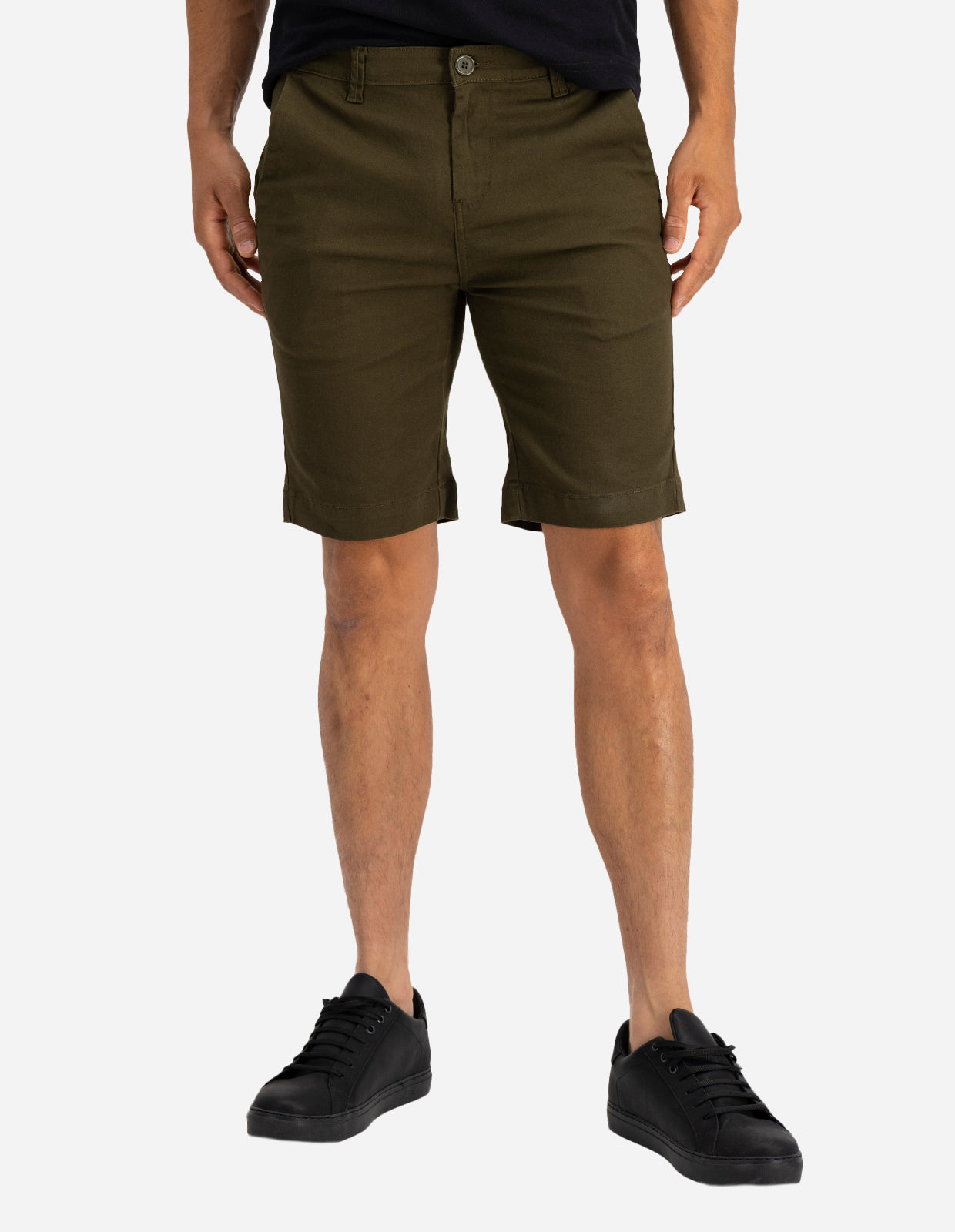 Bermuda Estilo Chino de Gabardina - Verde Olivo