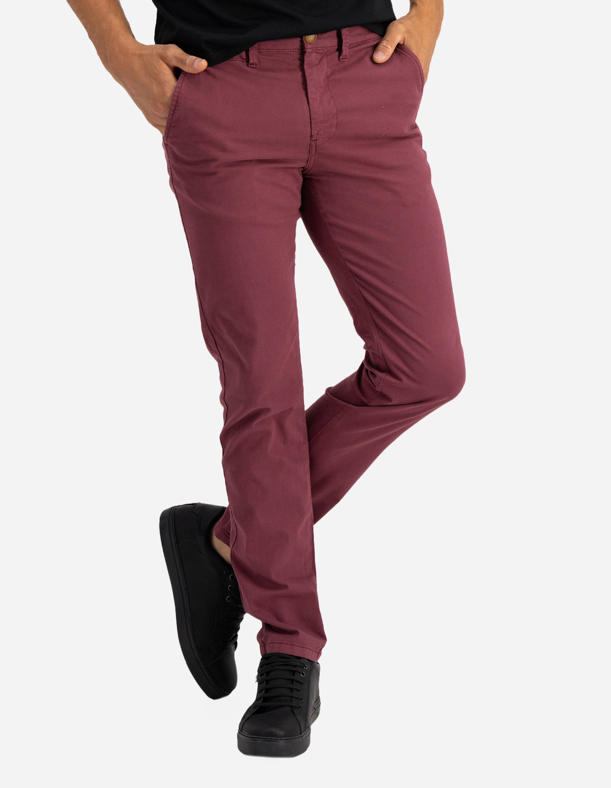 Slim Fit Pantalon Vino De Hombre Slim Fit Pantalon Rojo Vino