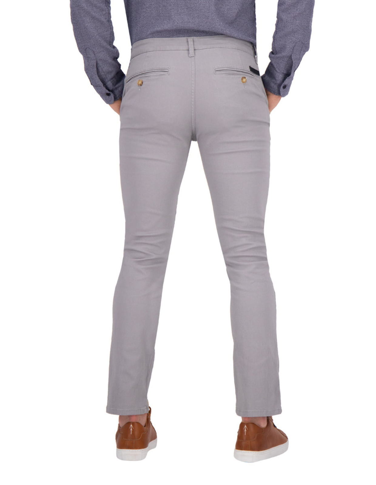 Pantalón Chino de Gabardina Slim - Gris Perla