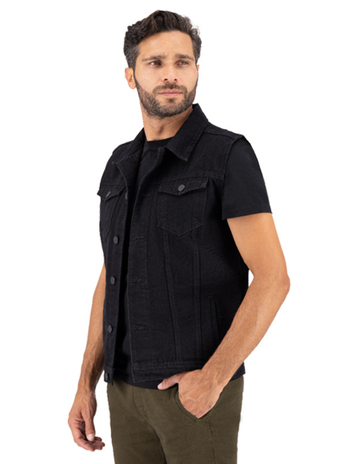 Chaleco de Mezclilla Slim - Negro