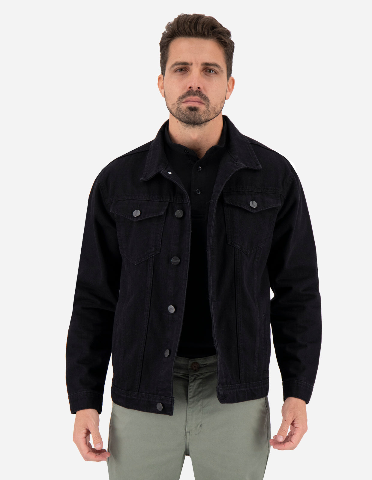 Slim Fit Outfit Chamarra De Mezclilla Hombre Negra Mezclilla Negra