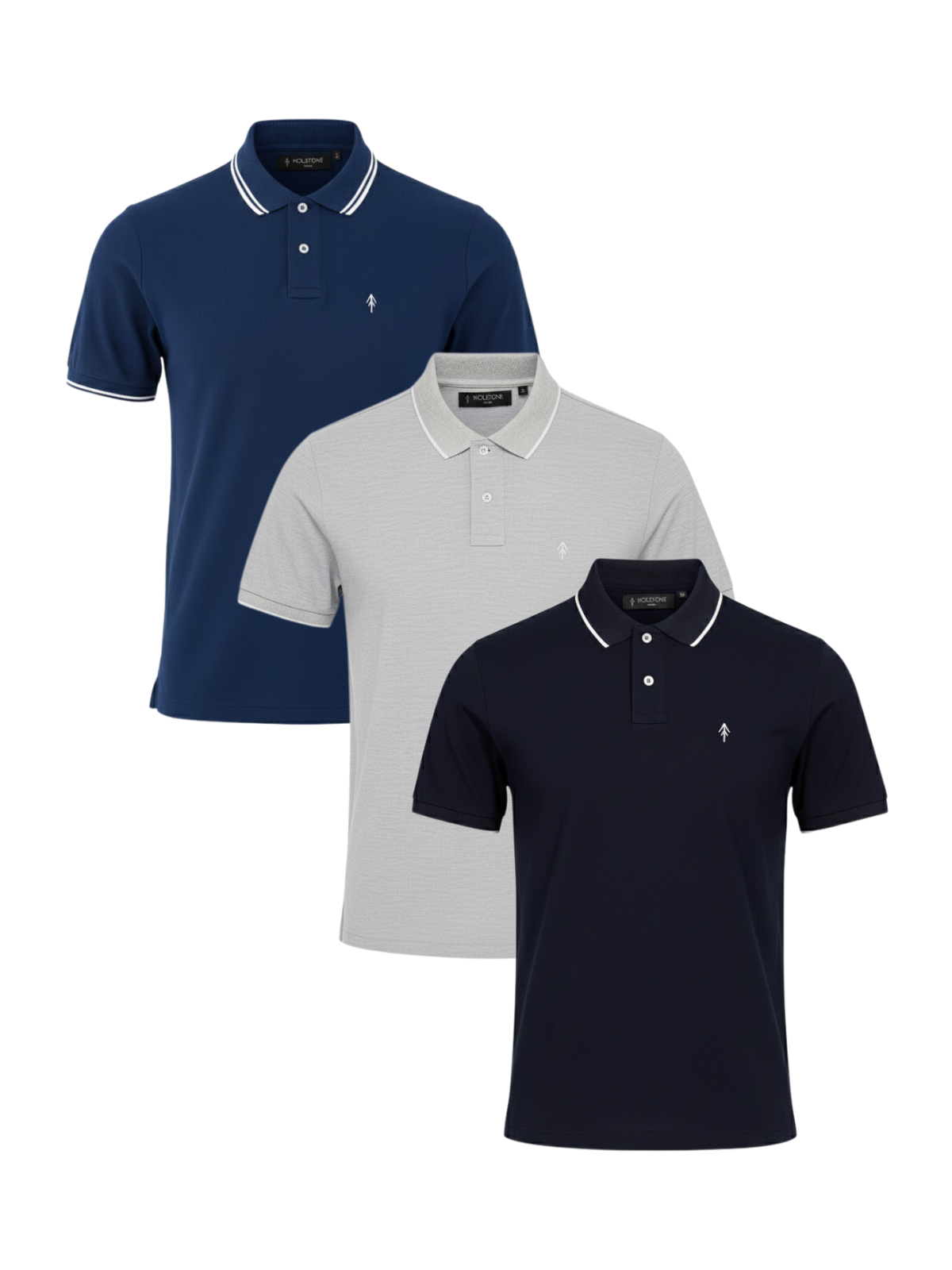 Pack Playeras Tipo Polo Holstone (Gris Jaspe Azul Náutica Negr