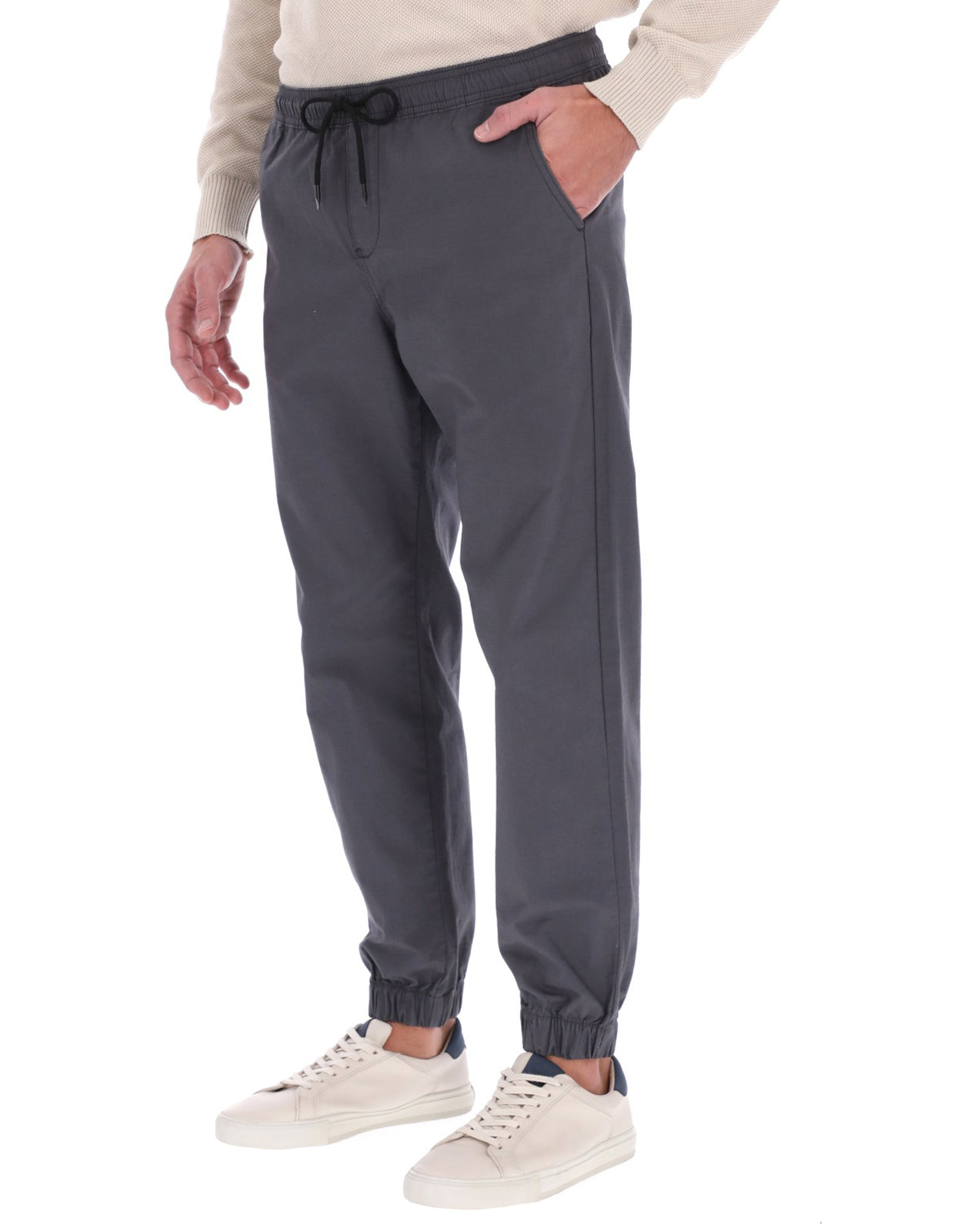 Jogger Táctico de Gabardina Relaxed Fit - Gris Oxford