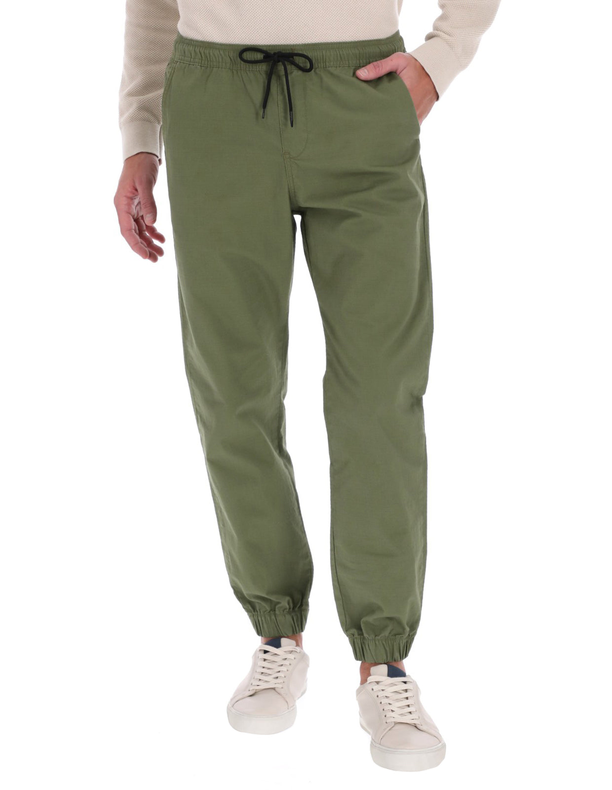 Jogger Táctico de Gabardina Relaxed Fit - Verde Musgo