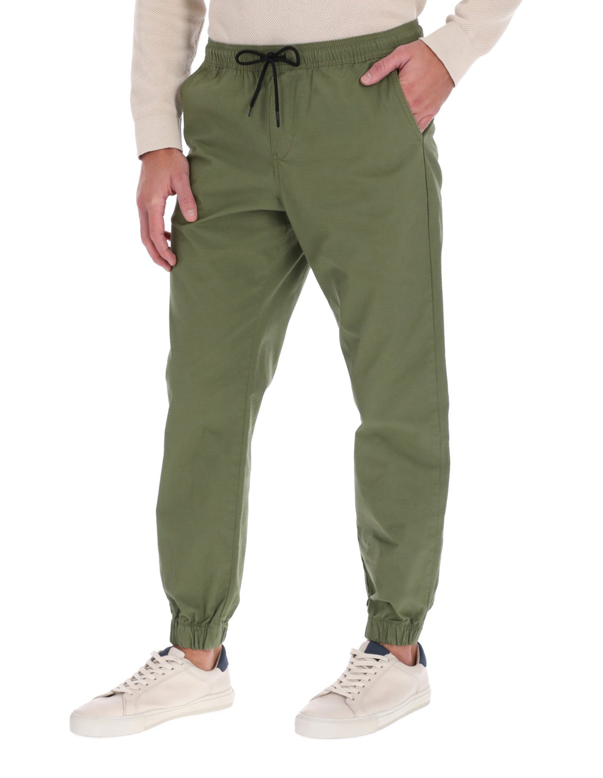 Jogger Táctico de Gabardina Relaxed Fit - Verde Musgo