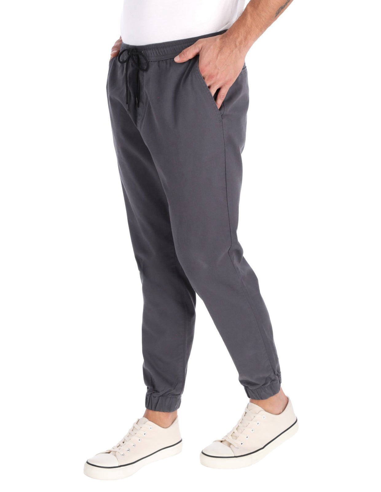 Jogger Diagonales de Gabardina Regular Fit - Gris Oxford