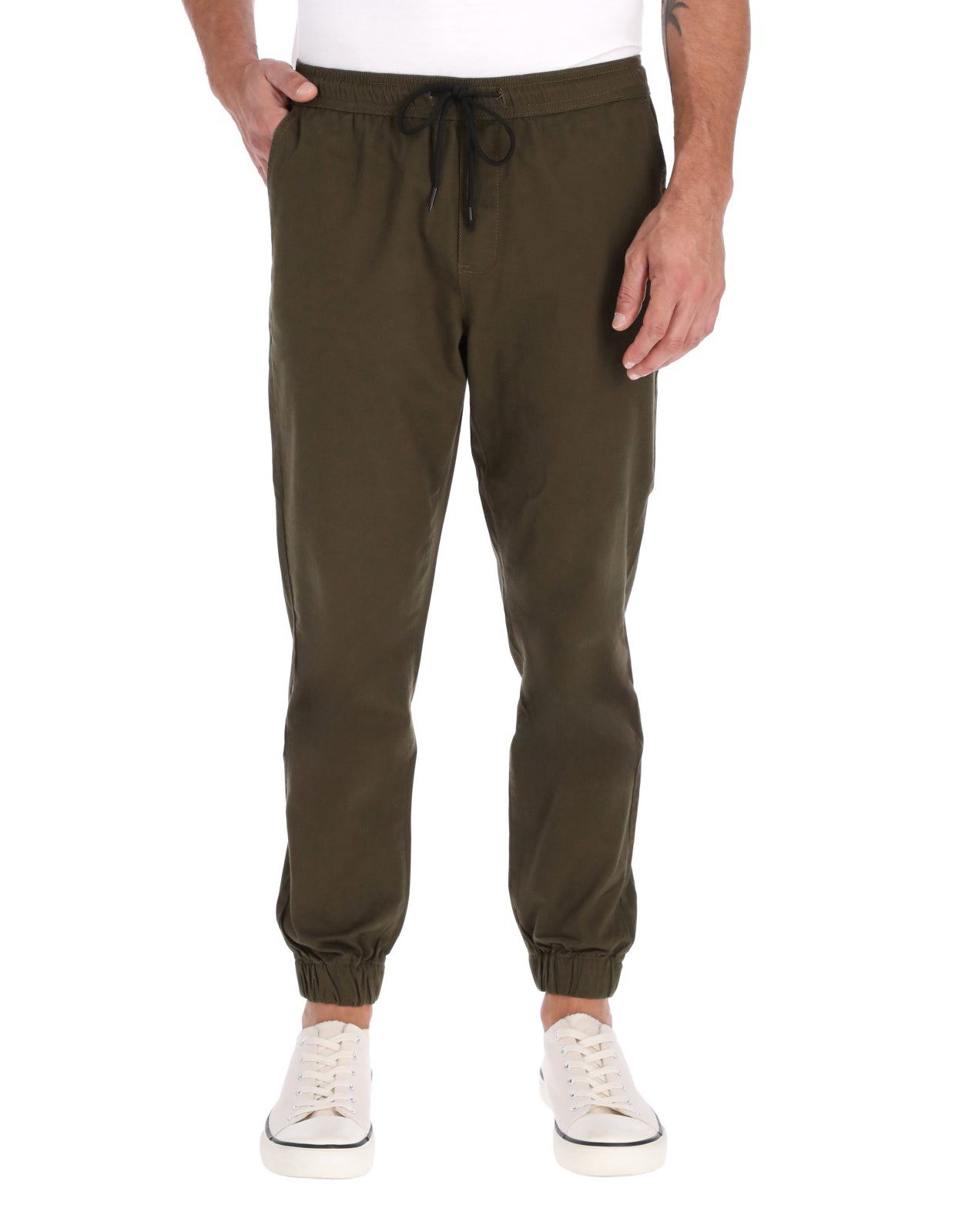 Jogger Diagonales de Gabardina Regular Fit - Verde Olivo