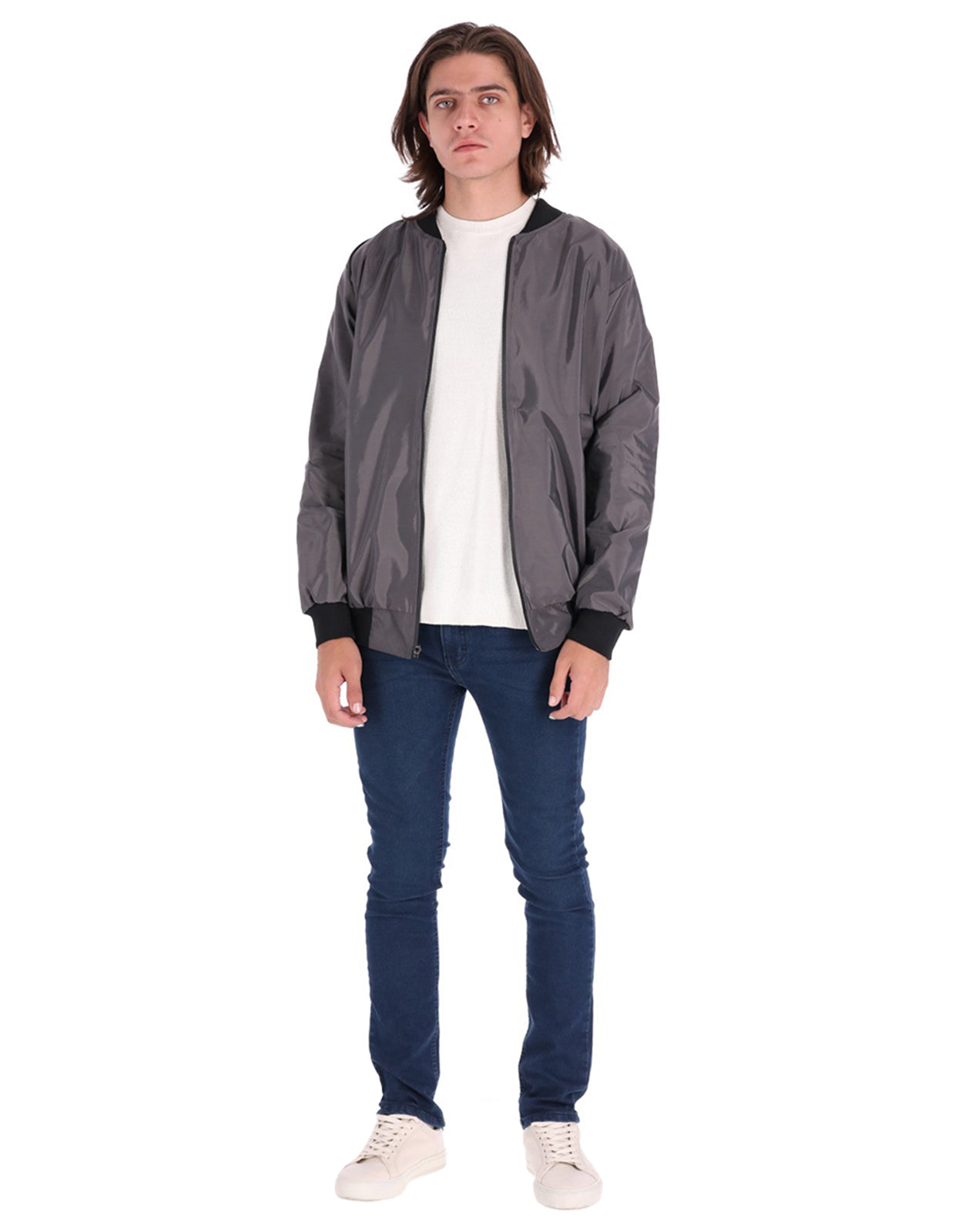 Chamarra Bomber Jacket Impermeable - Gris