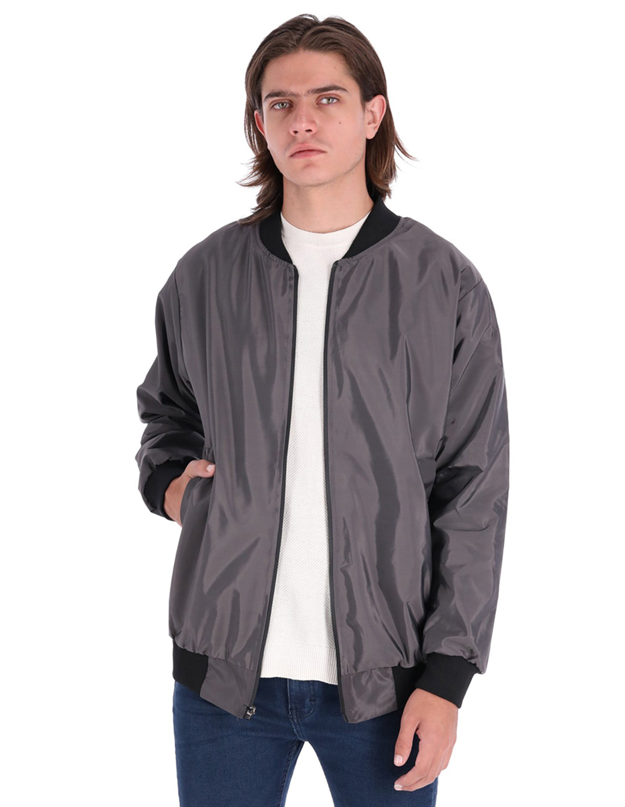 Chamarra Bomber Jacket Impermeable - Gris