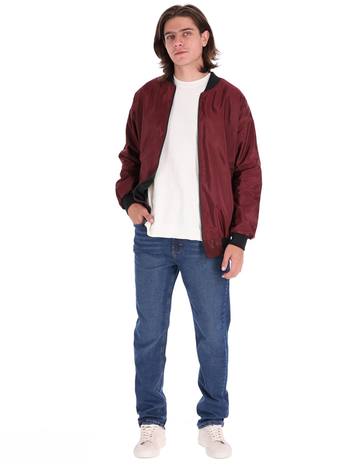 Chamarra Bomber Jacket Impermeable - Vino