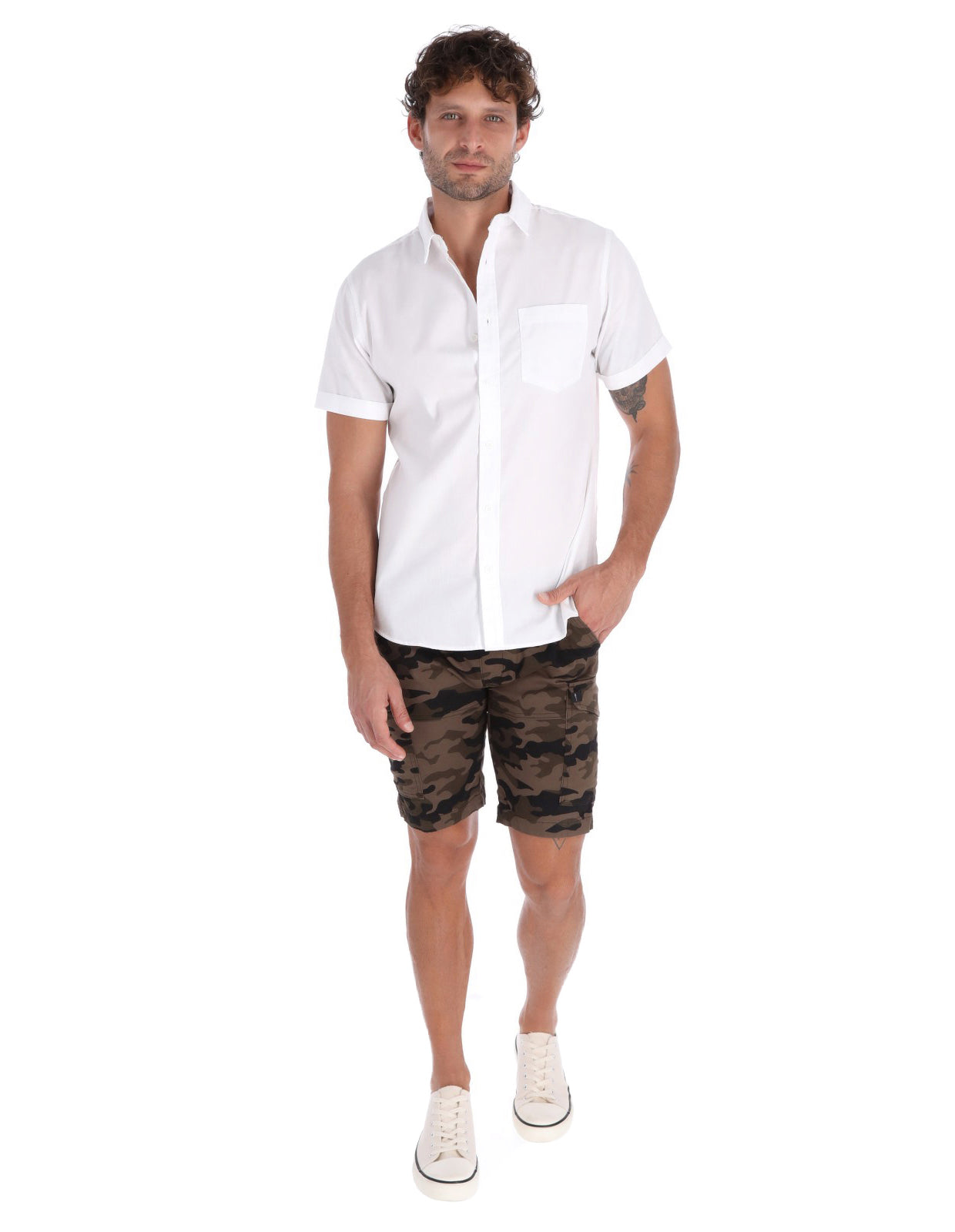 Bermuda Cargo de Gabardina - Camuflaje