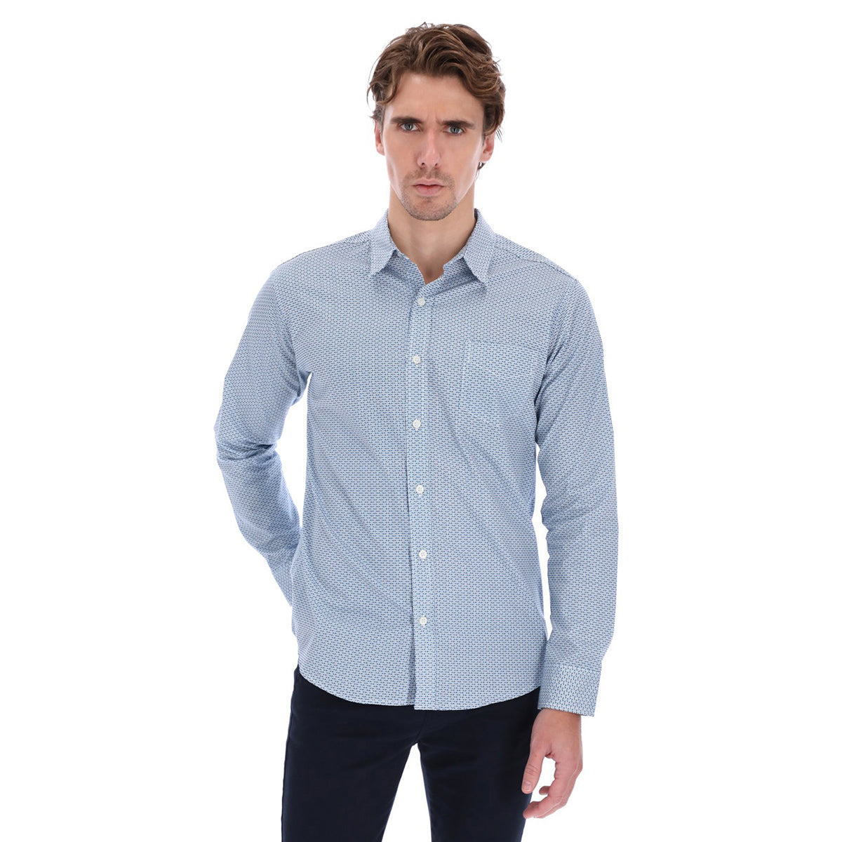 Camisa Manga Larga Slim Fit - Rombos Cielo