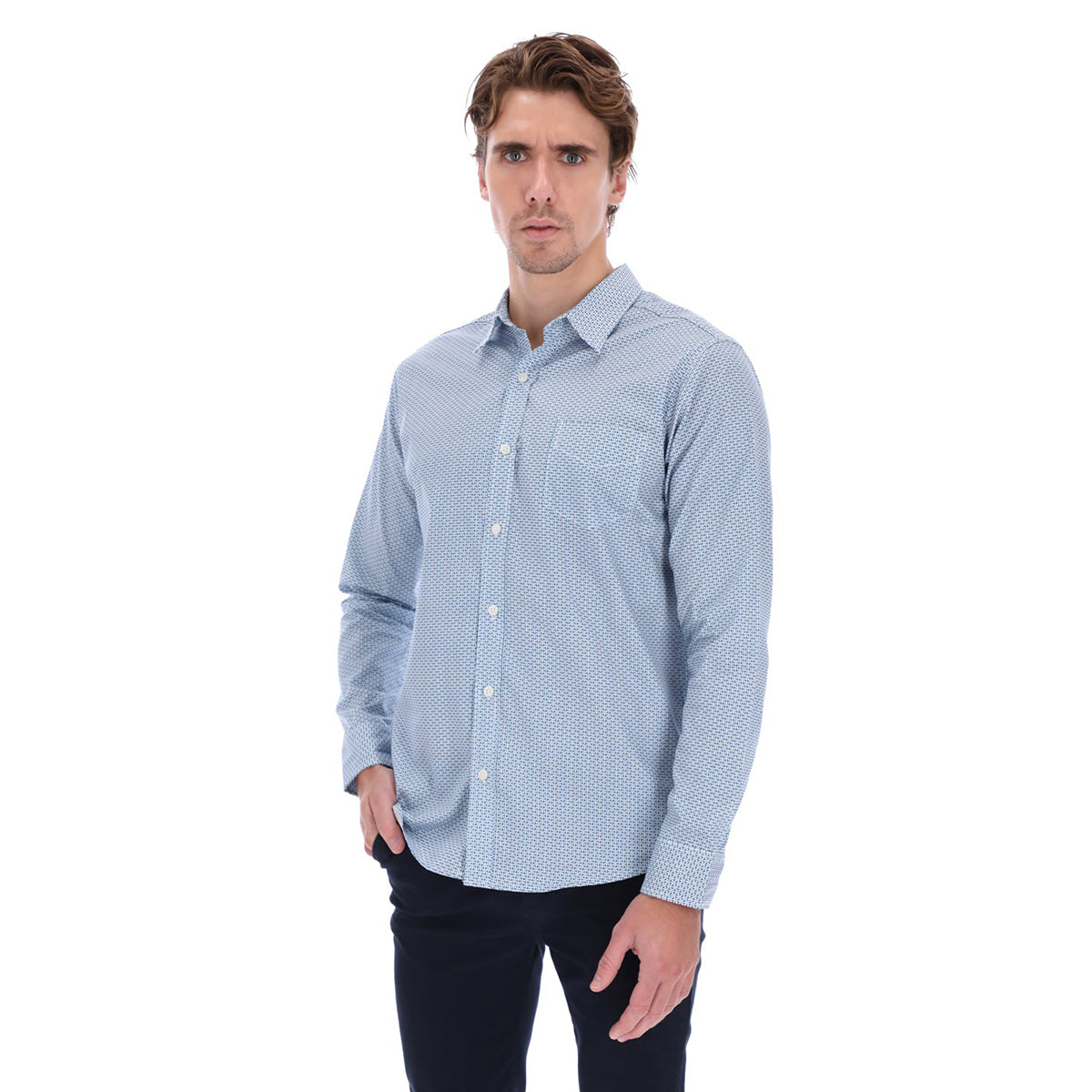 Camisa Manga Larga Slim Fit - Rombos Cielo