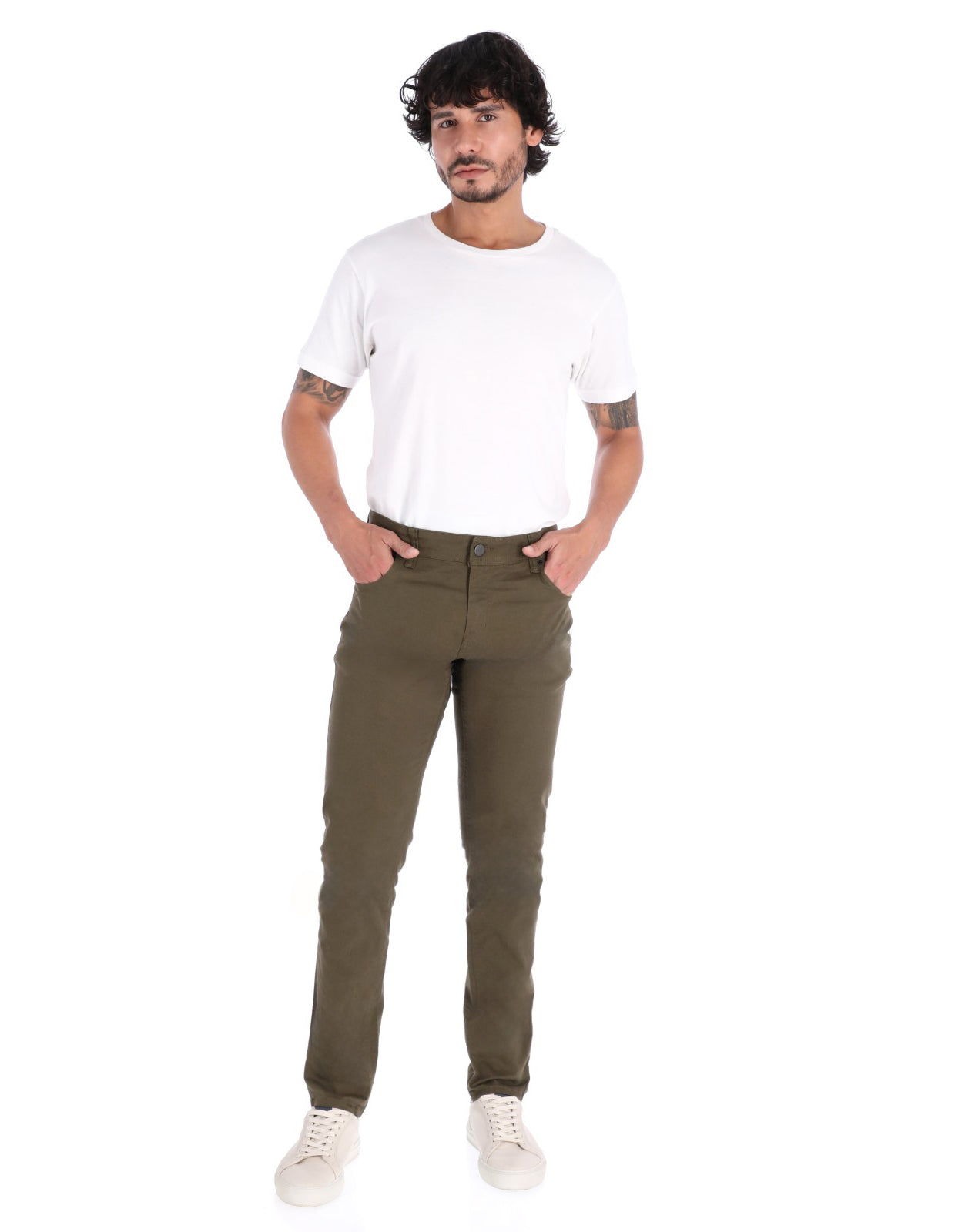 Pantalón de Gabardina New Cut Slim - Verde Olivo