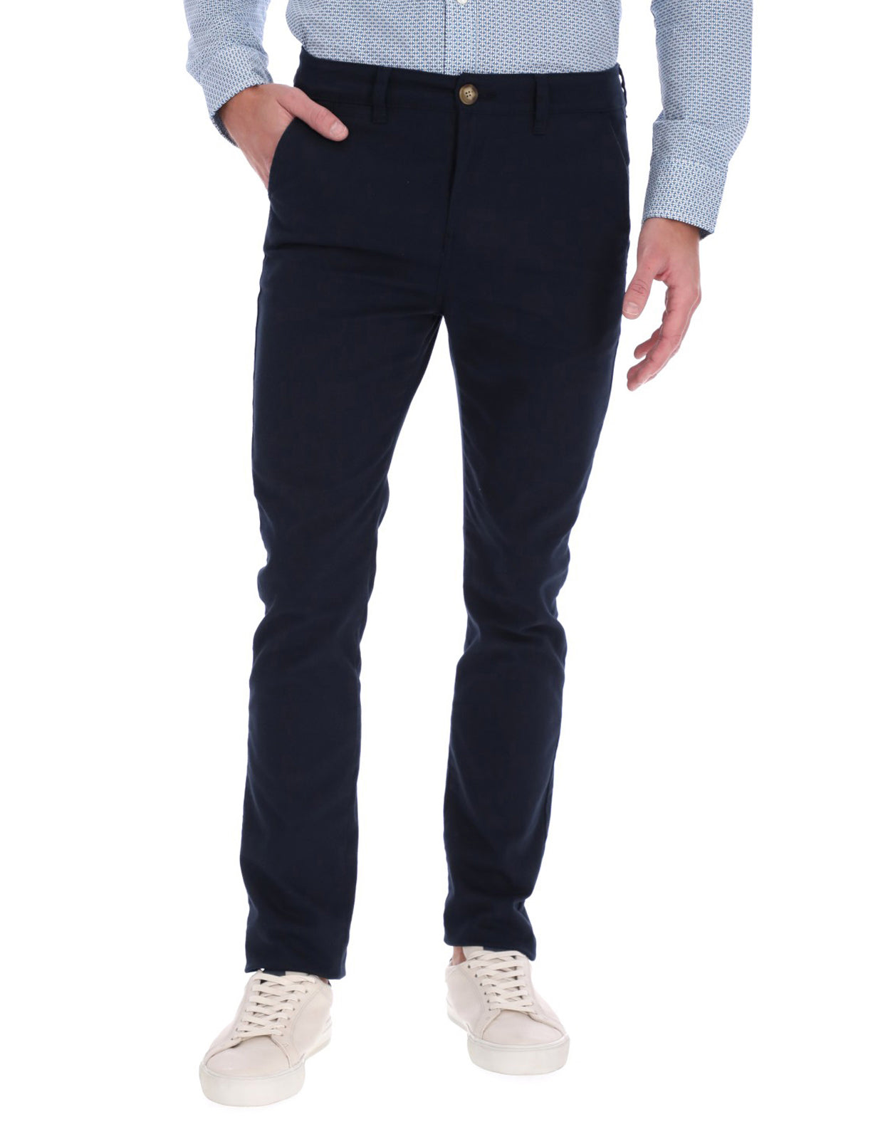 Pantalón Chino de Gabardina Recto - Azul Marino