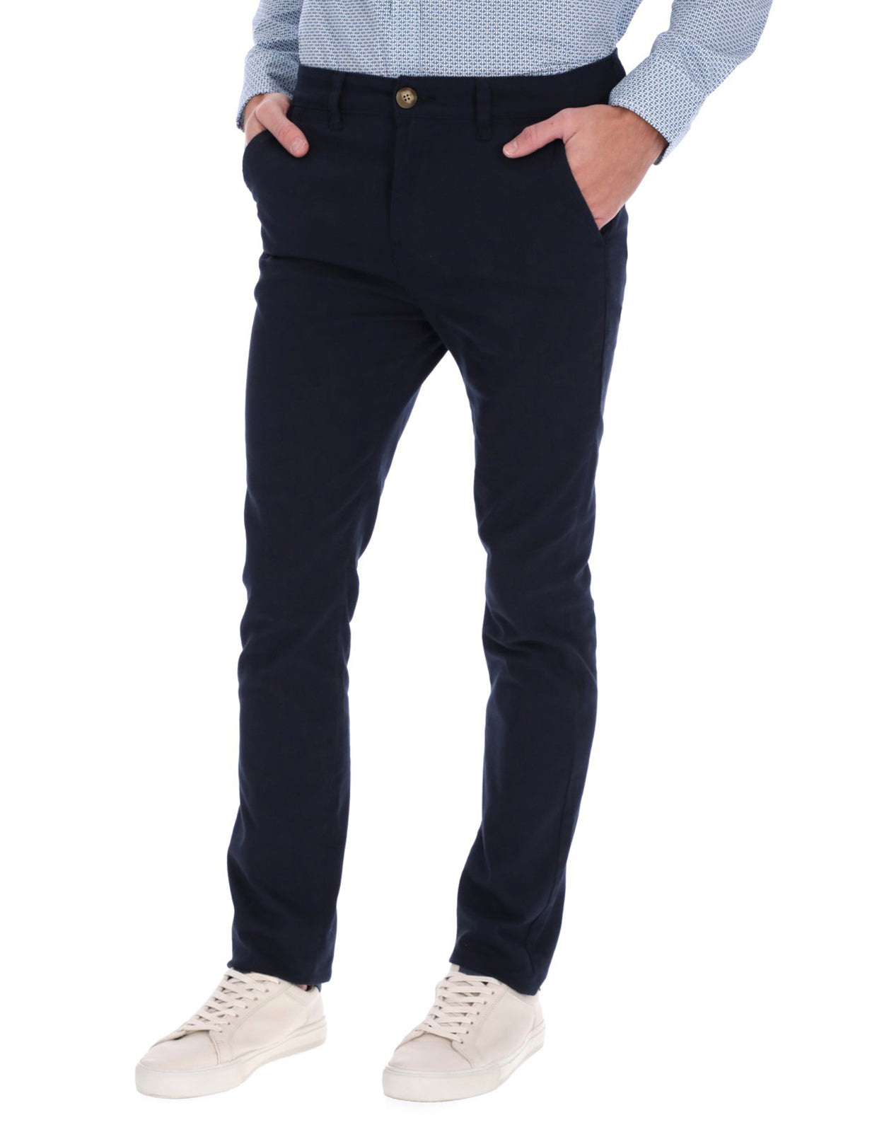 Pantalón Chino de Gabardina Recto - Azul Marino