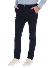 Pantalón Chino de Gabardina Recto - Azul Marino