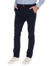 Pantalón Chino de Gabardina Recto - Azul Marino