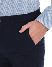 Pantalón Chino de Gabardina Recto - Azul Marino