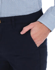 Pantalón Chino de Gabardina Recto - Azul Marino