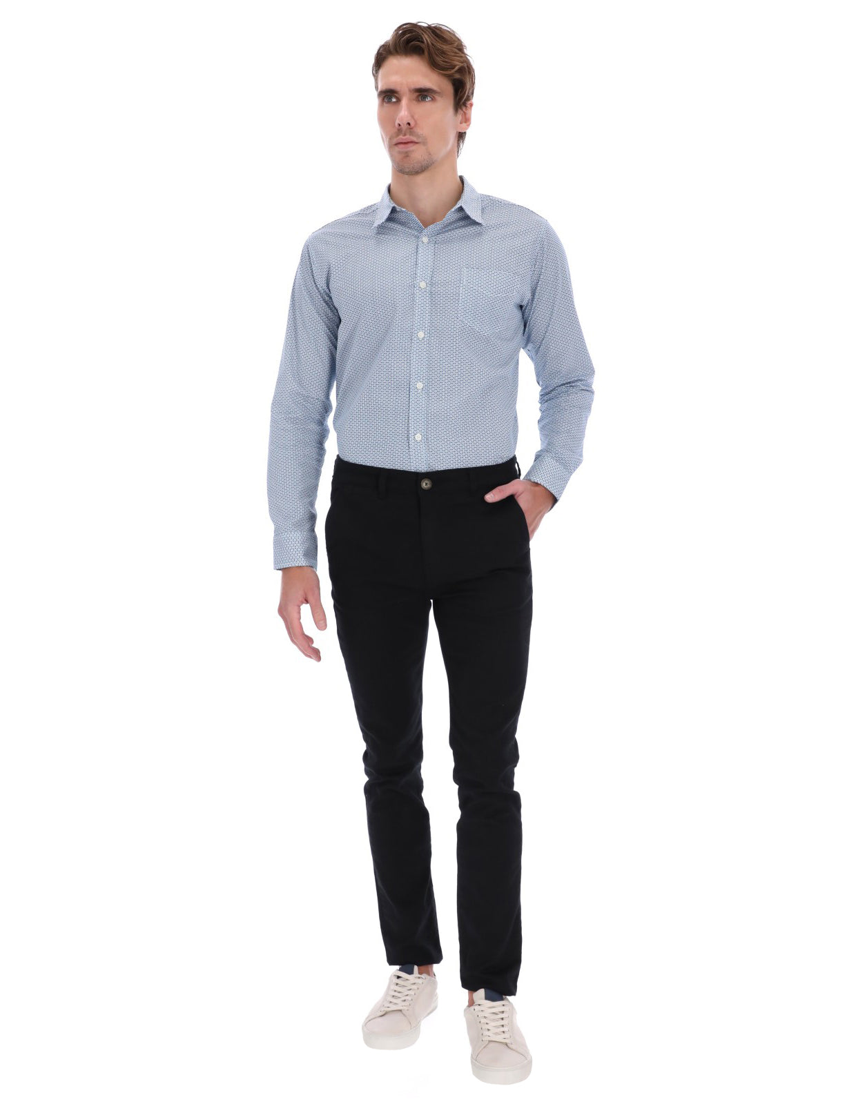Pantalón Chino de Gabardina Recto - Negro