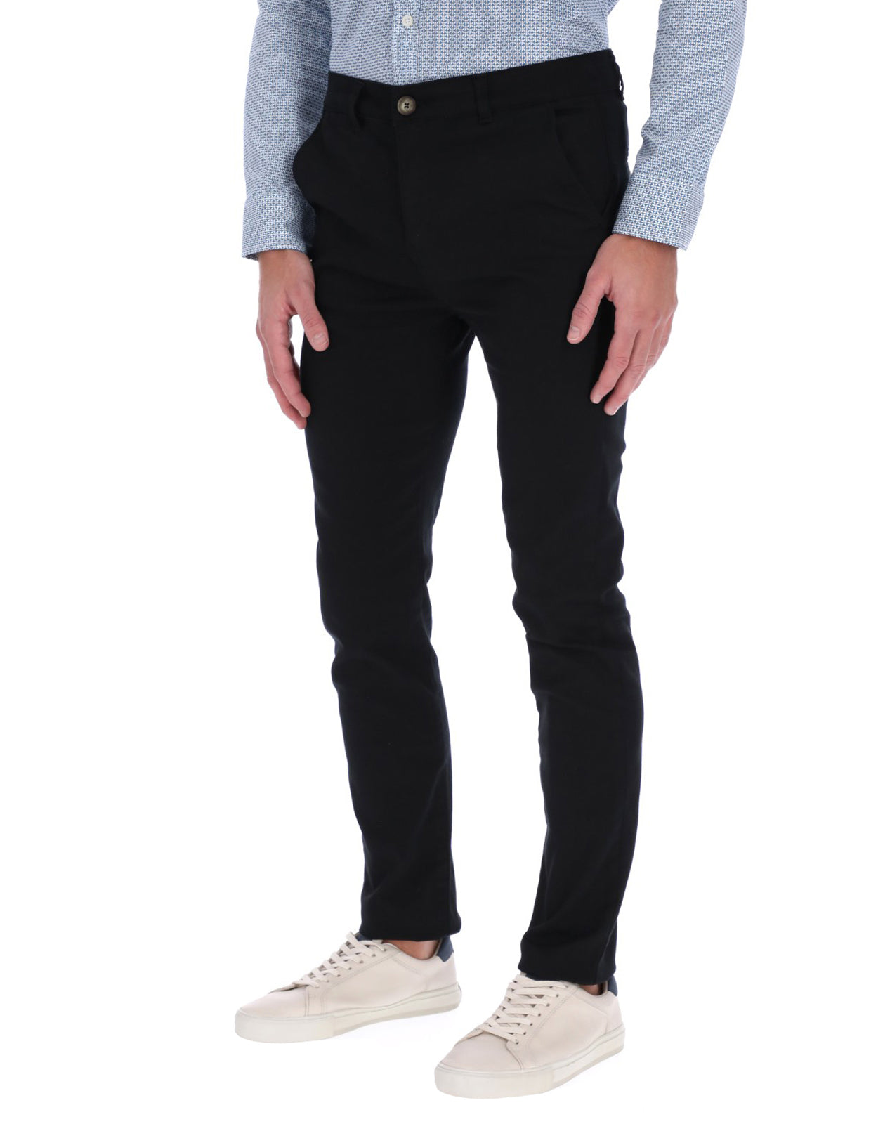 Pantalón Chino de Gabardina Recto - Negro
