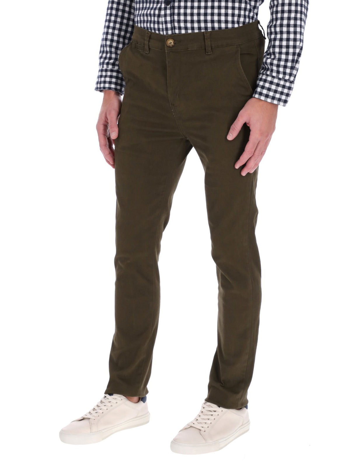 Pantalón Chino de Gabardina Slim Verde Olivo – Holstone