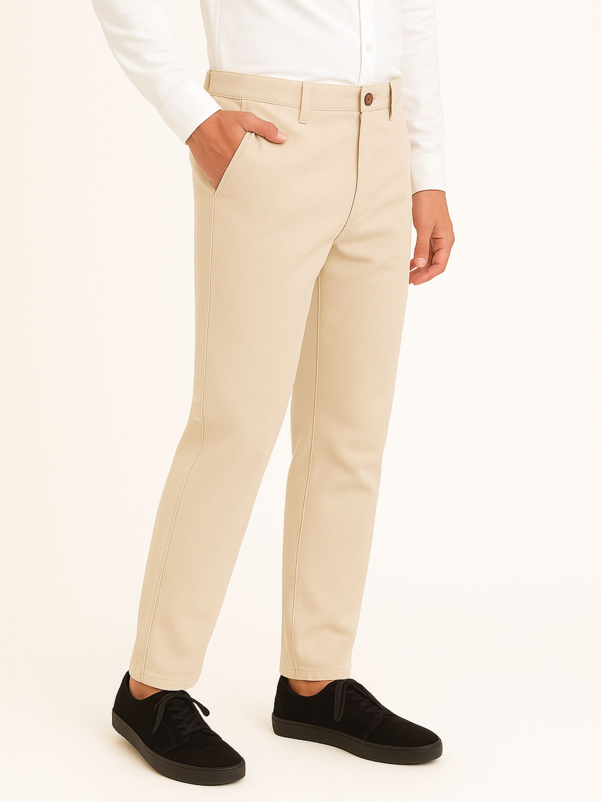 Pantalón Chino de Gabardina Recto - Arena