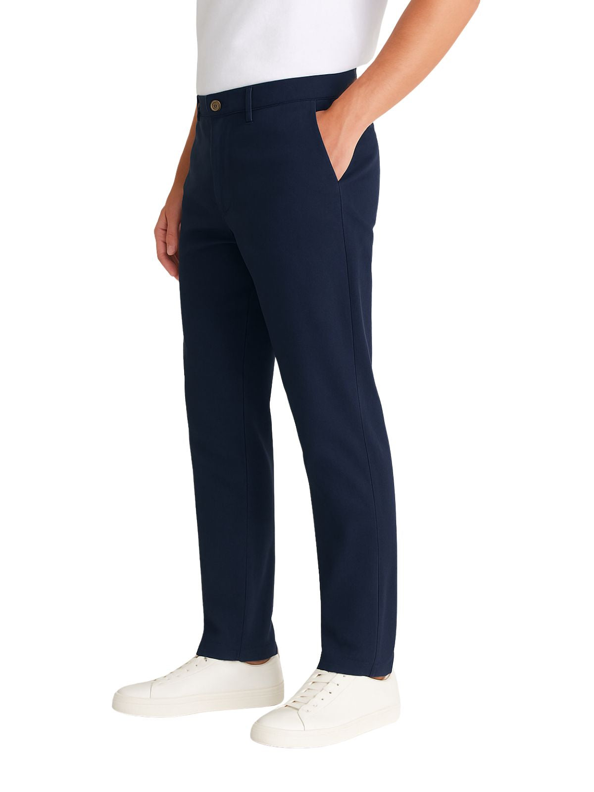 Pantalón Chino de Gabardina Recto - Azul Marino
