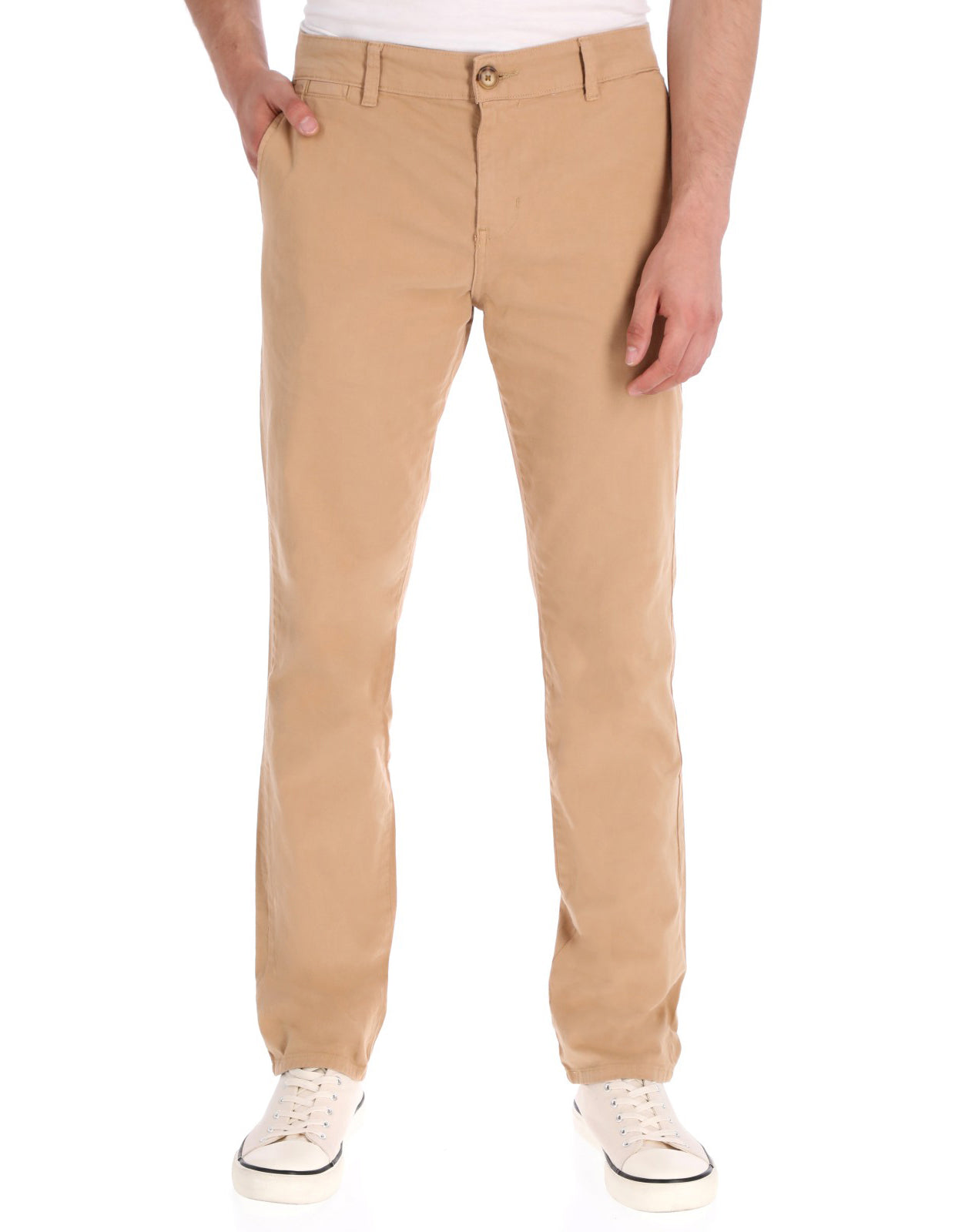 Pantalón Chino de Gabardina Recto - Caqui