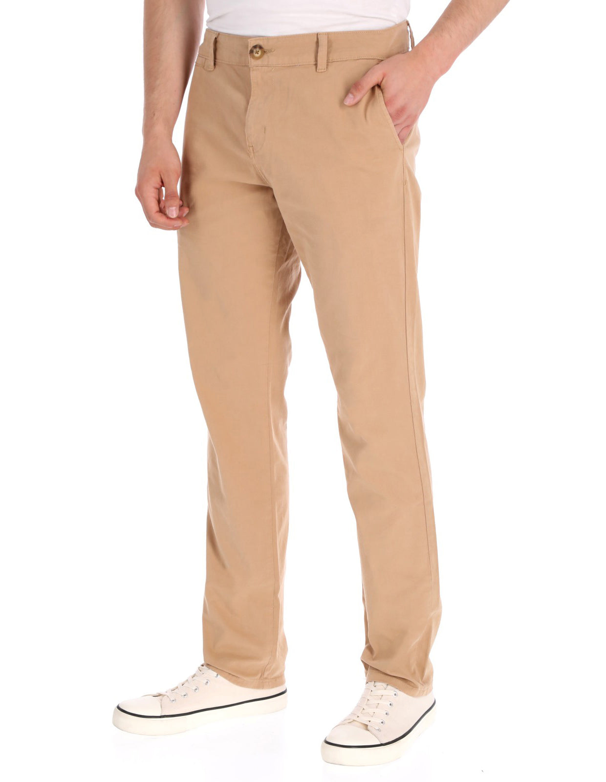 Pantalón Chino de Gabardina Recto - Caqui