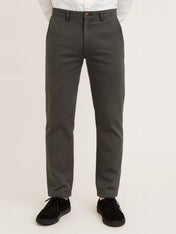 Pantalón Chino de Gabardina Recto - Gris Oxford