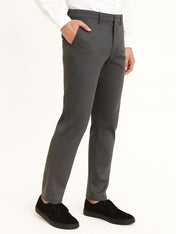 Pantalón Chino de Gabardina Recto - Gris Oxford