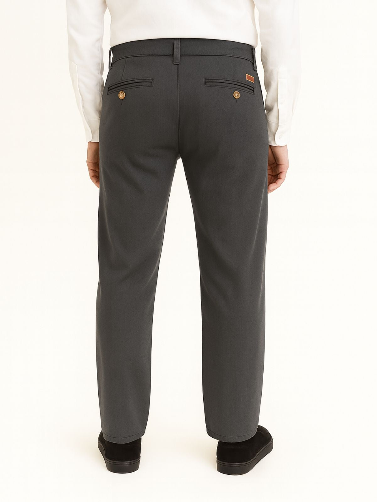 Pantalón Chino de Gabardina Recto - Gris Oxford