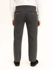 Pantalón Chino de Gabardina Recto - Gris Oxford