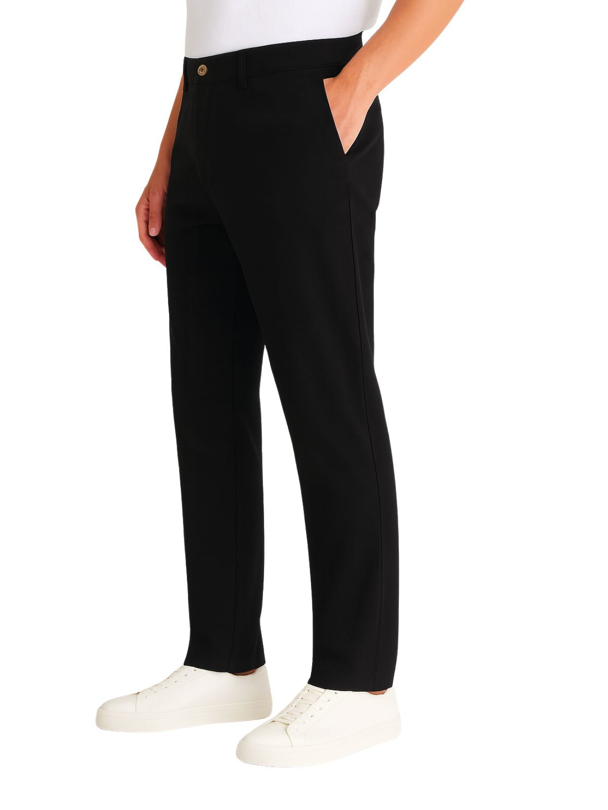 Pantalón Chino de Gabardina Recto - Negro