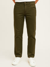 Pantalón Chino de Gabardina Recto - Verde Olivo