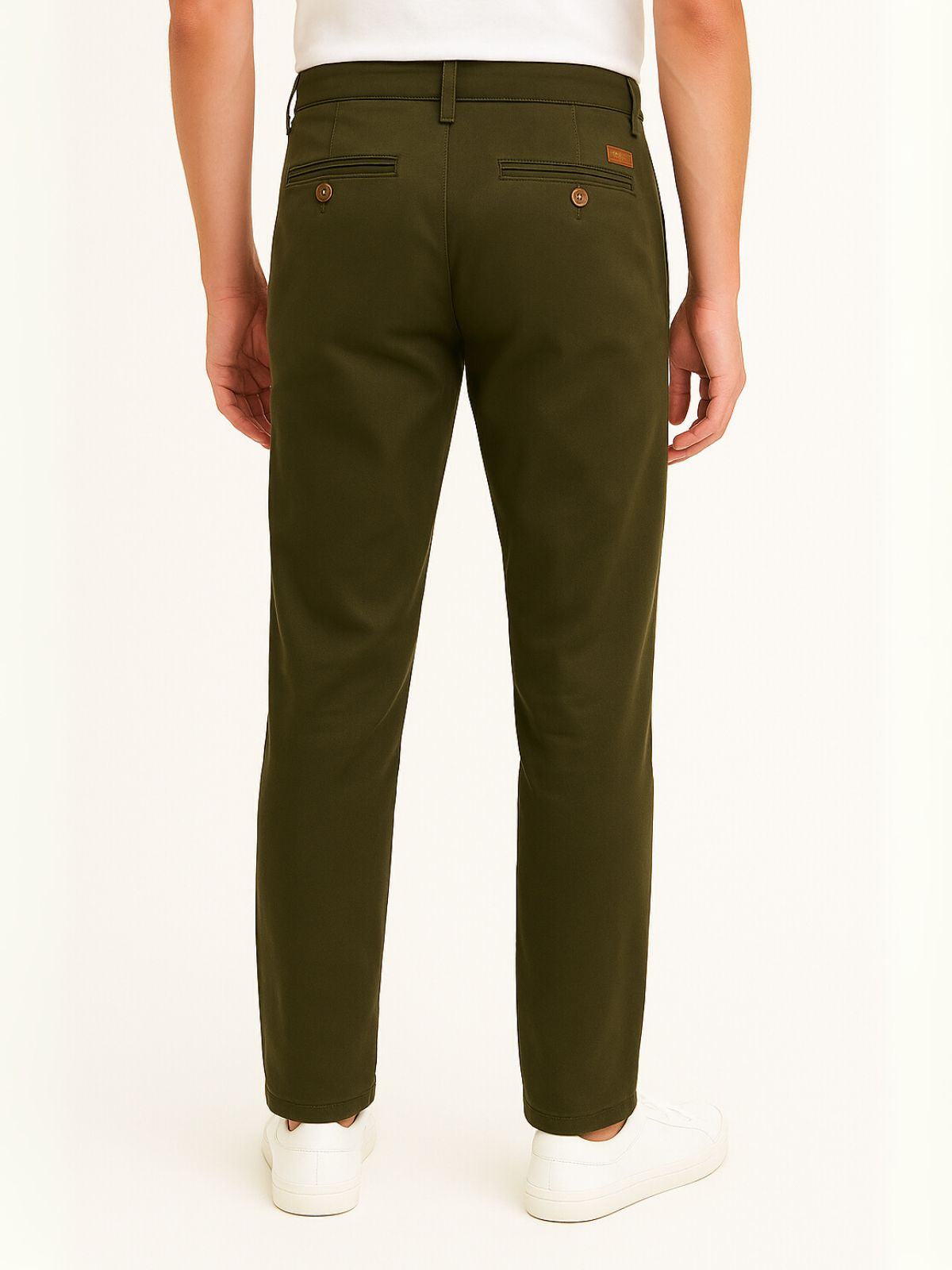 Pantalón Chino de Gabardina Recto - Verde Olivo