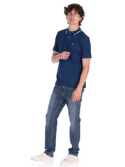 2 Pack Playeras Tipo Polo Holstone - (Blanco - Azul Náutica)