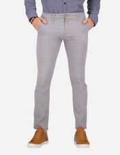 Pantalón Chino de Gabardina Slim - Gris Perla
