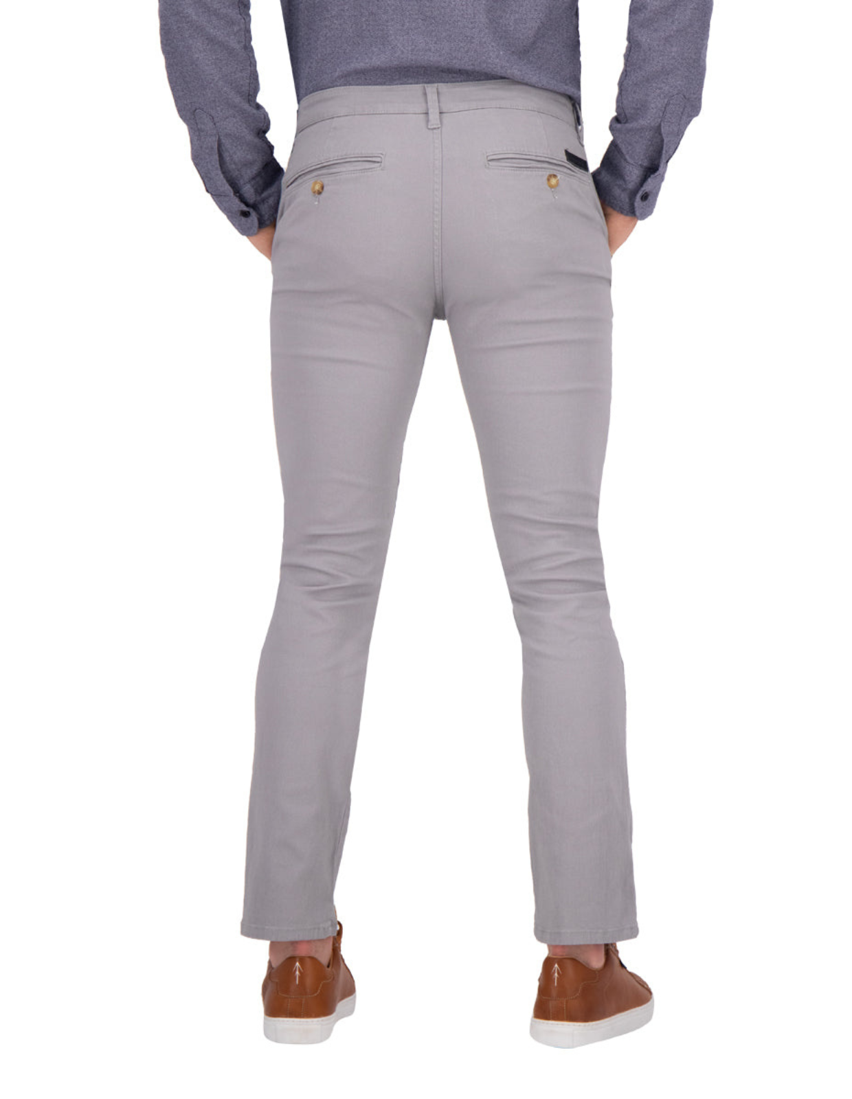 Pantalón Chino de Gabardina - Gris Perla