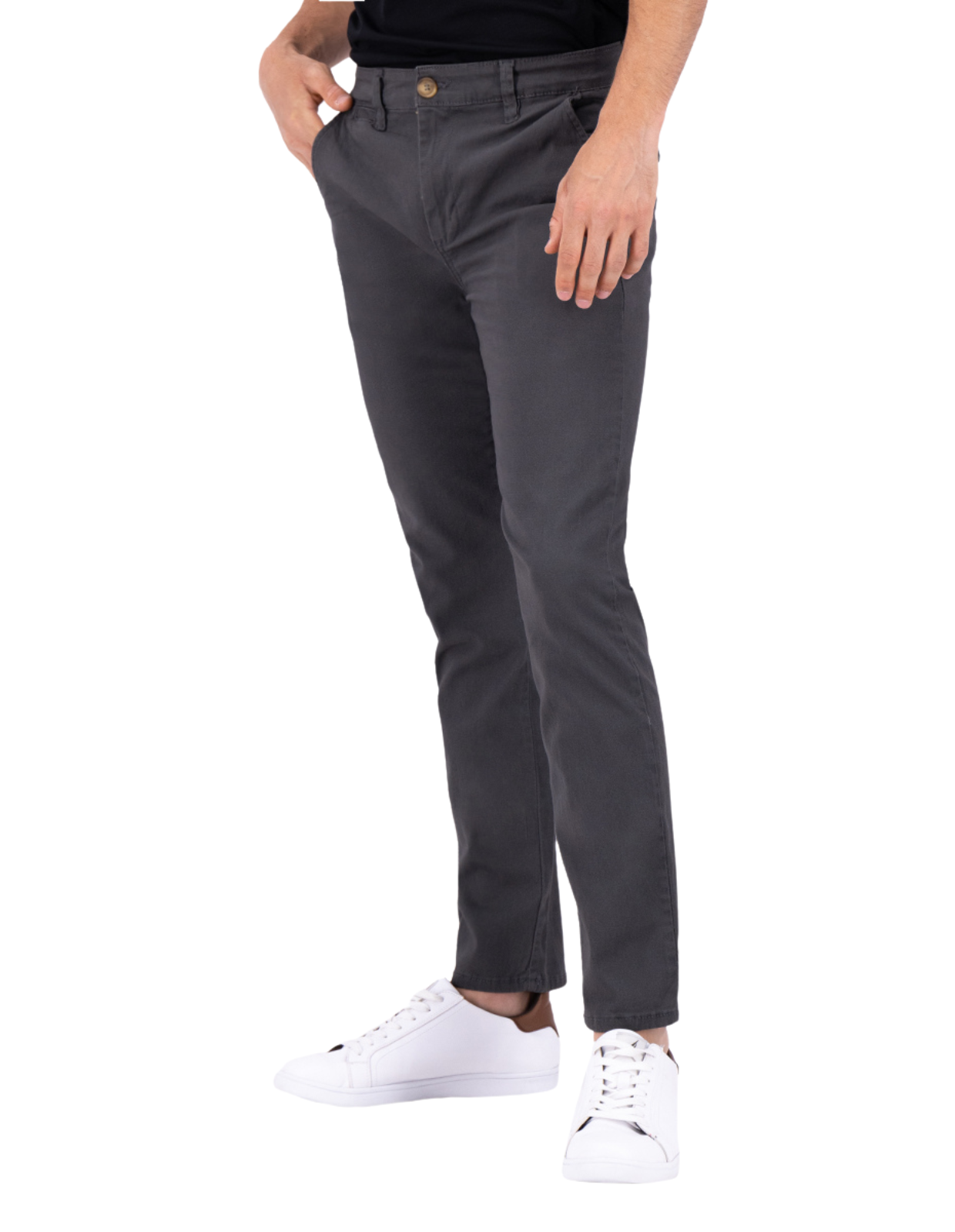 Pantalón Chino de Gabardina Slim - Gris Oxford