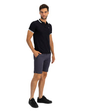 Bermuda Estilo Chino de Gabardina - Gris oxford