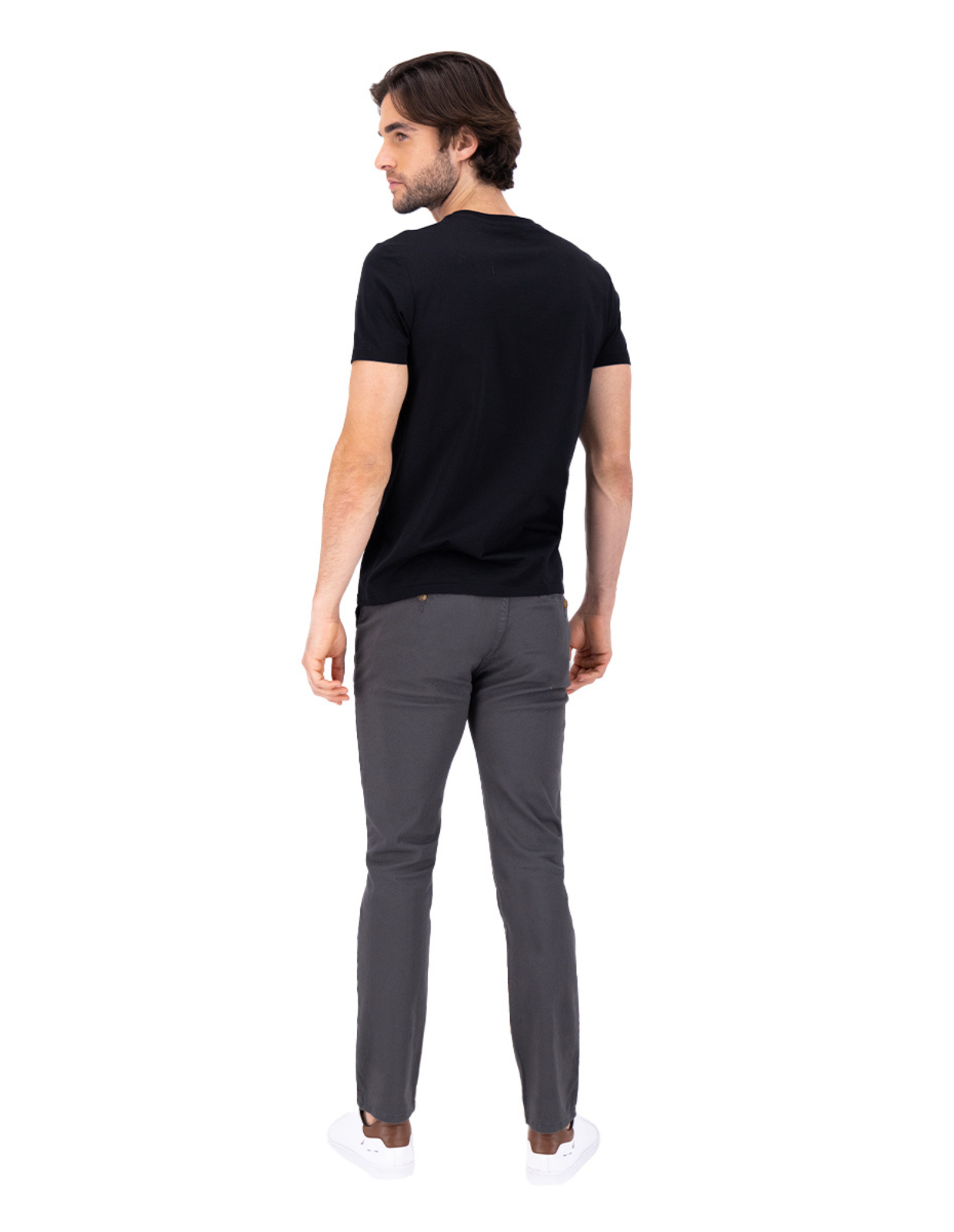 Pantalón Chino de Gabardina Slim - Gris Oxford