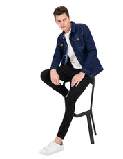 Chamarra de Mezclilla Premium - Blue Navy Fire
