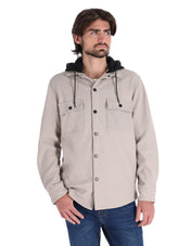 Chamarra Casual Tipo Sobrecamisa con Capucha - Beige