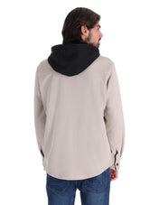 Chamarra Casual Tipo Sobrecamisa con Capucha - Beige